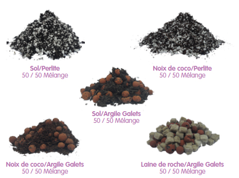 substrat - fibre de coco - perlite - terre - billes d'argiles - LDR